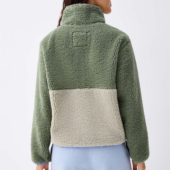 Sage green half zip high neck fleece sweatshirt - Picture 3 of 3